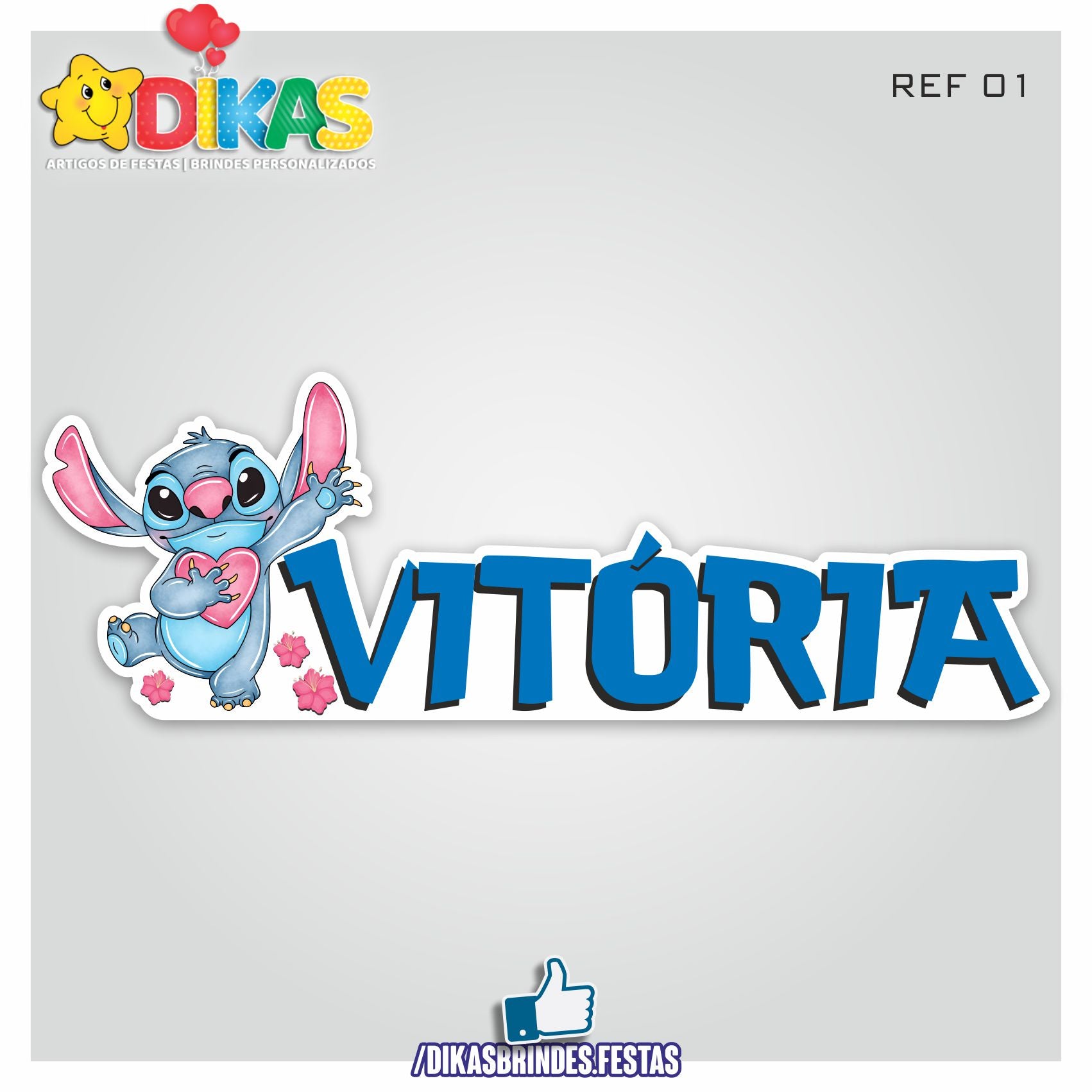 NOME DECORATIVO - STITCH – dikasbrindes