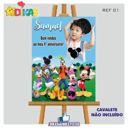 PLACARD DE ENTRADA PERSONALIZADO - MICKEY E OS AMIGOS