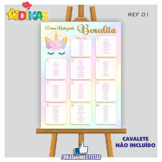PLACARD MARCAÇÃO DE MESAS - UNICÓRNIO