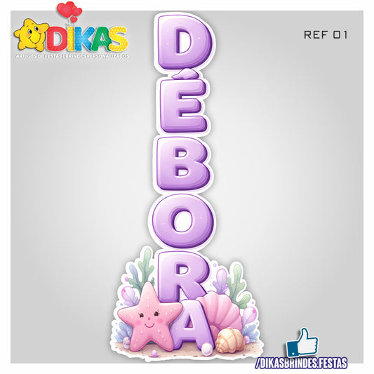 PLACAR DE PAREDE "NOME" - PEQUENA SEREIA
