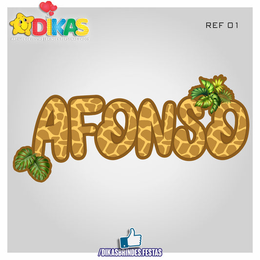 PLACAR DE PAREDE "NOME" - ANIMAIS DA SELVA