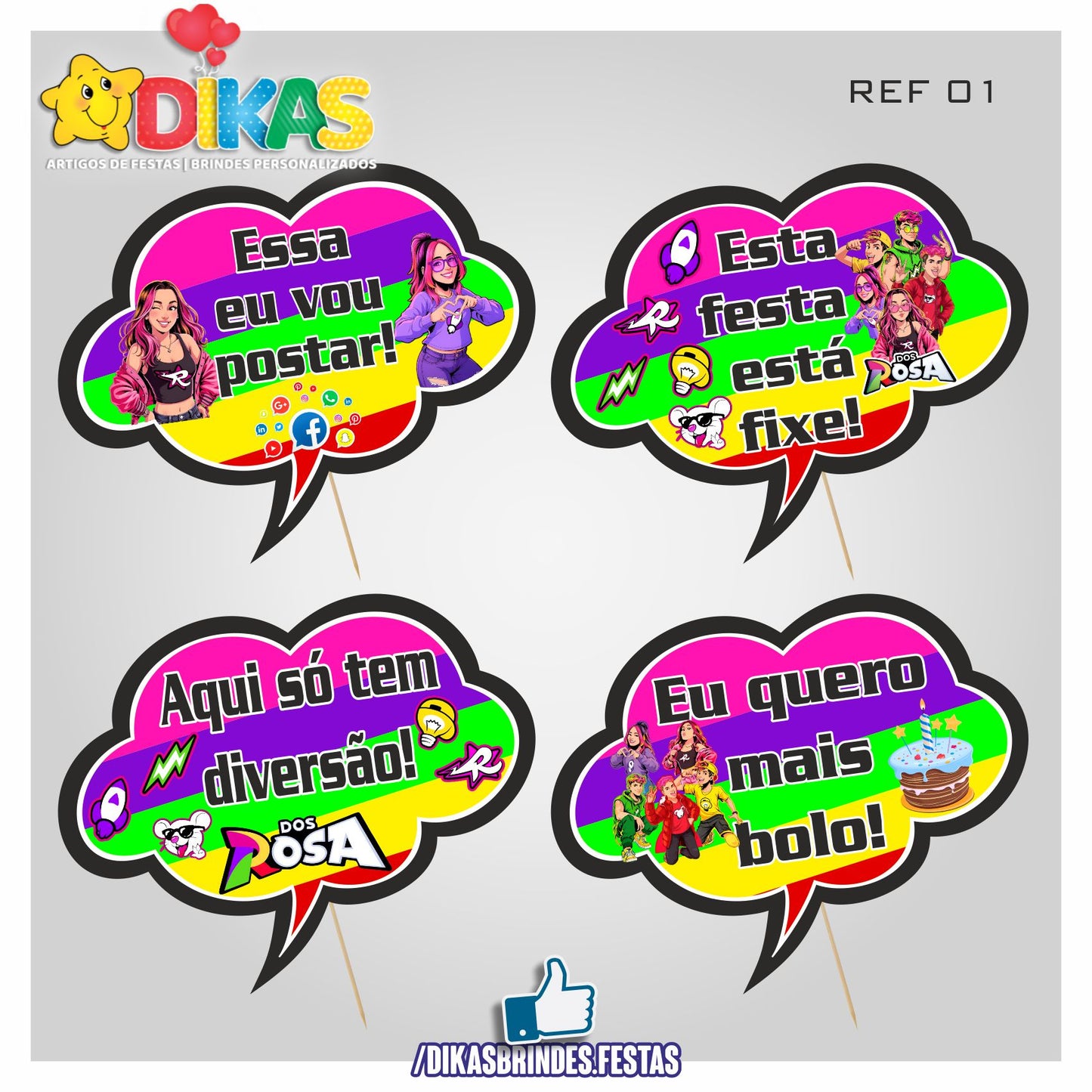 PLAQUINHAS DIVERTIDAS P/ FOTOS - GRUPO DOS ROSA