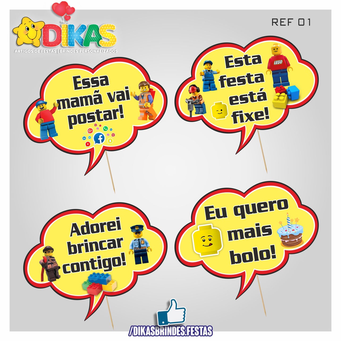 PLAQUINHAS DIVERTIDAS P/ FOTOS - LEGO