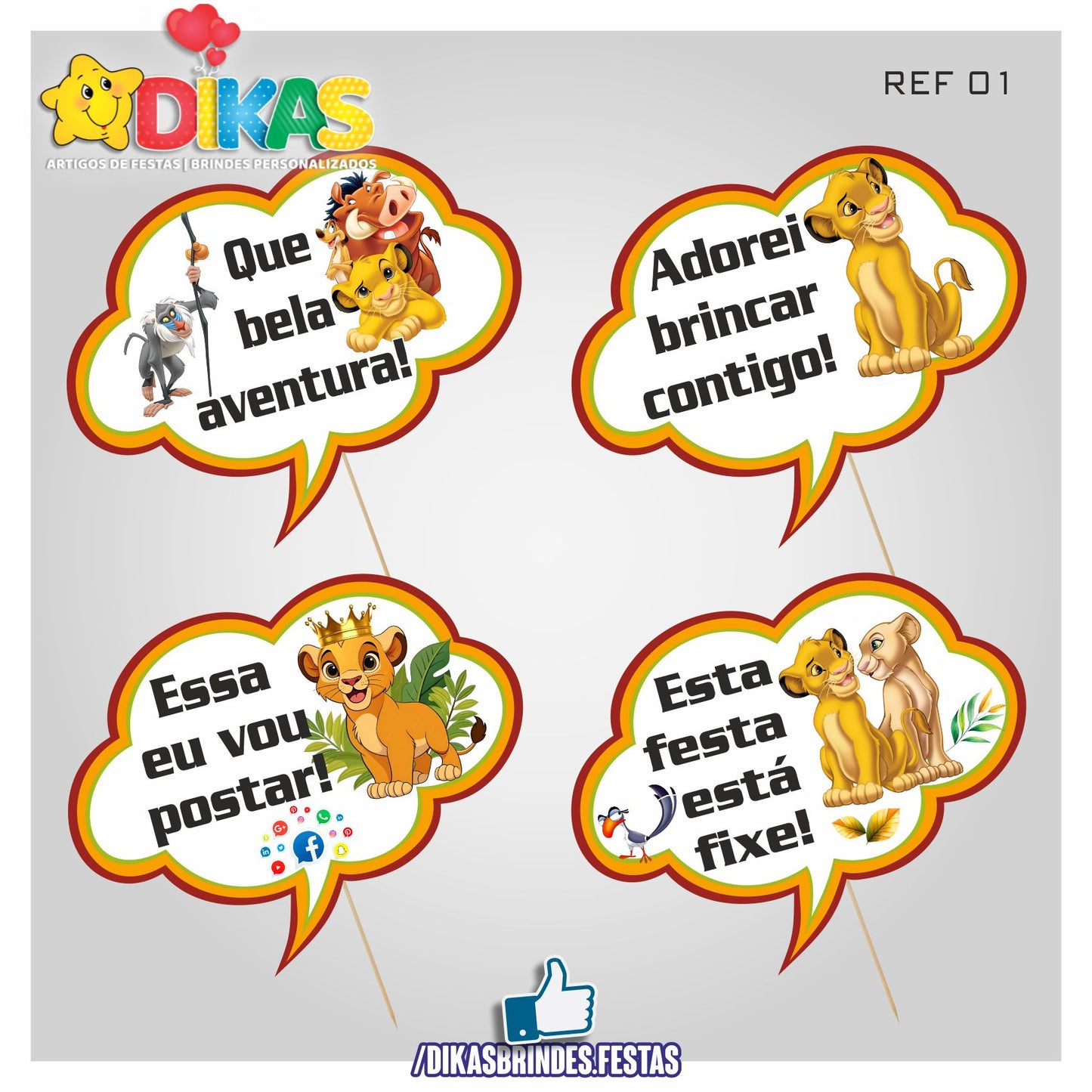 PLAQUINHAS DIVERTIDAS P/ FOTOS - REI LEÃO