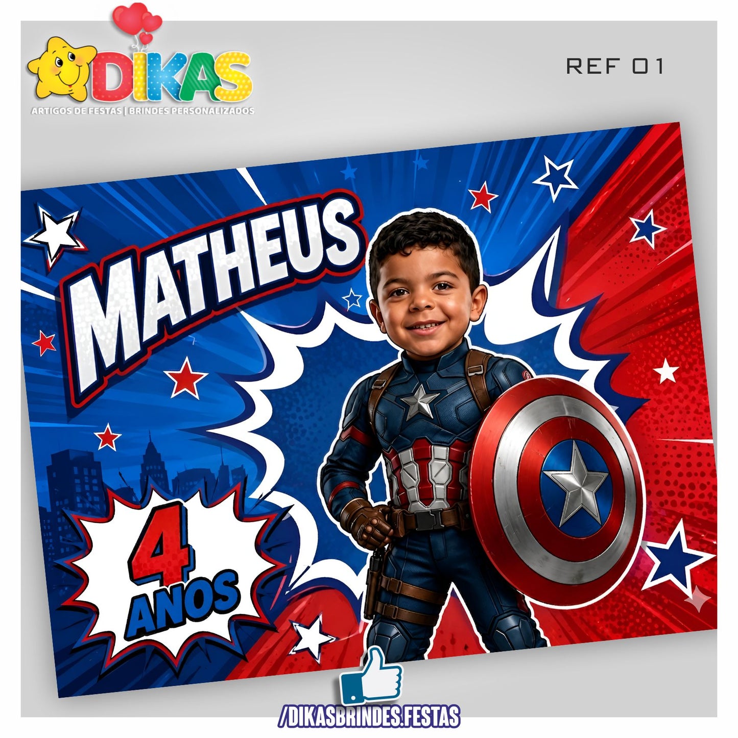 PAINEL TEMÁTICO E/OU PERSONALIZADO - CAPITÃO AMÉRICA