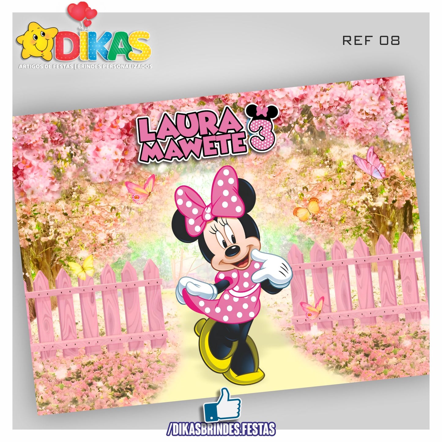 PAINEL TEMÁTICO E/OU PERSONALIZADO - MINNIE ROSA