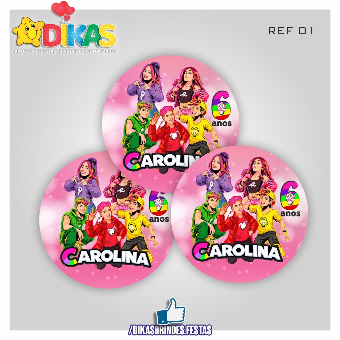 AUTOCOLANTE PERSONALIZADO (40 UNID) - GRUPO DOS ROSA