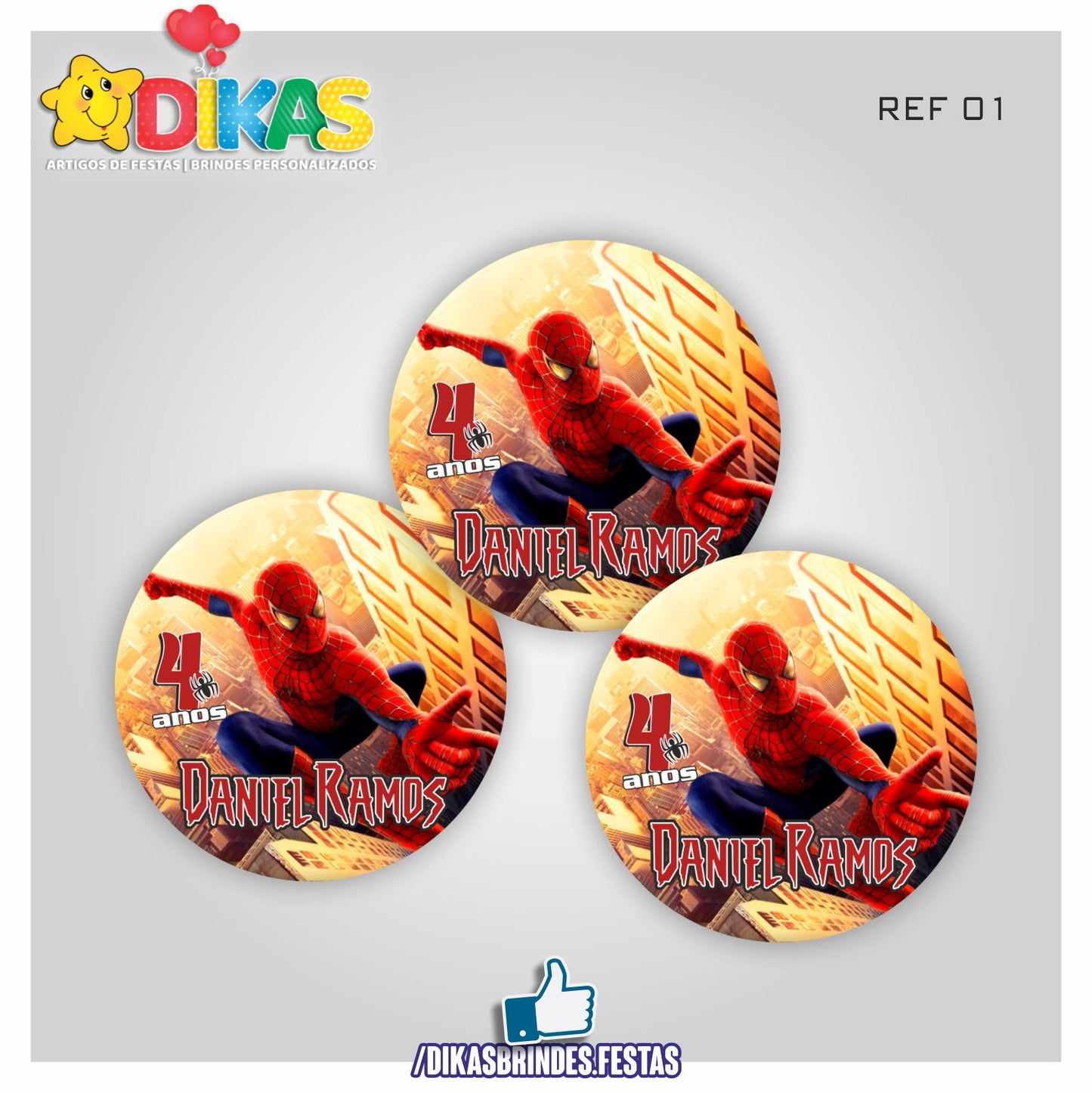 AUTOCOLANTE PERSONALIZADO (40 UNID) - HOMEM ARANHA