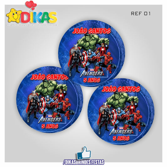 AUTOCOLANTE PERSONALIZADO (40 UNID) - AVENGERS