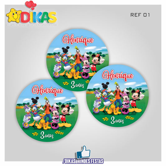 AUTOCOLANTE PERSONALIZADO (40 UNID) - MICKEY E OS AMIGOS