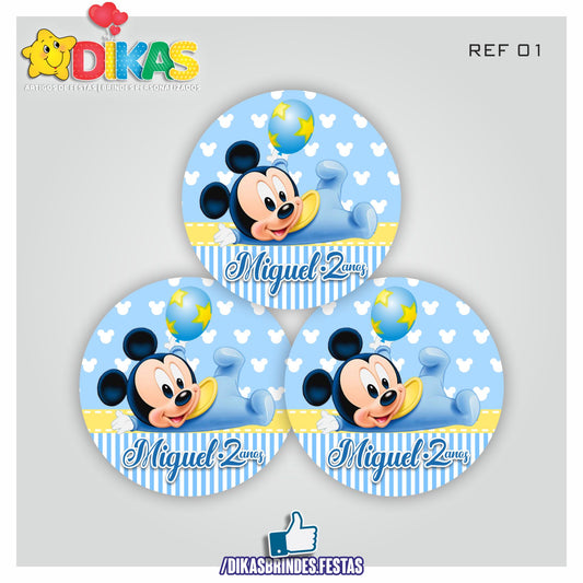 AUTOCOLANTE PERSONALIZADO (40 UNID) - MICKEY BABY