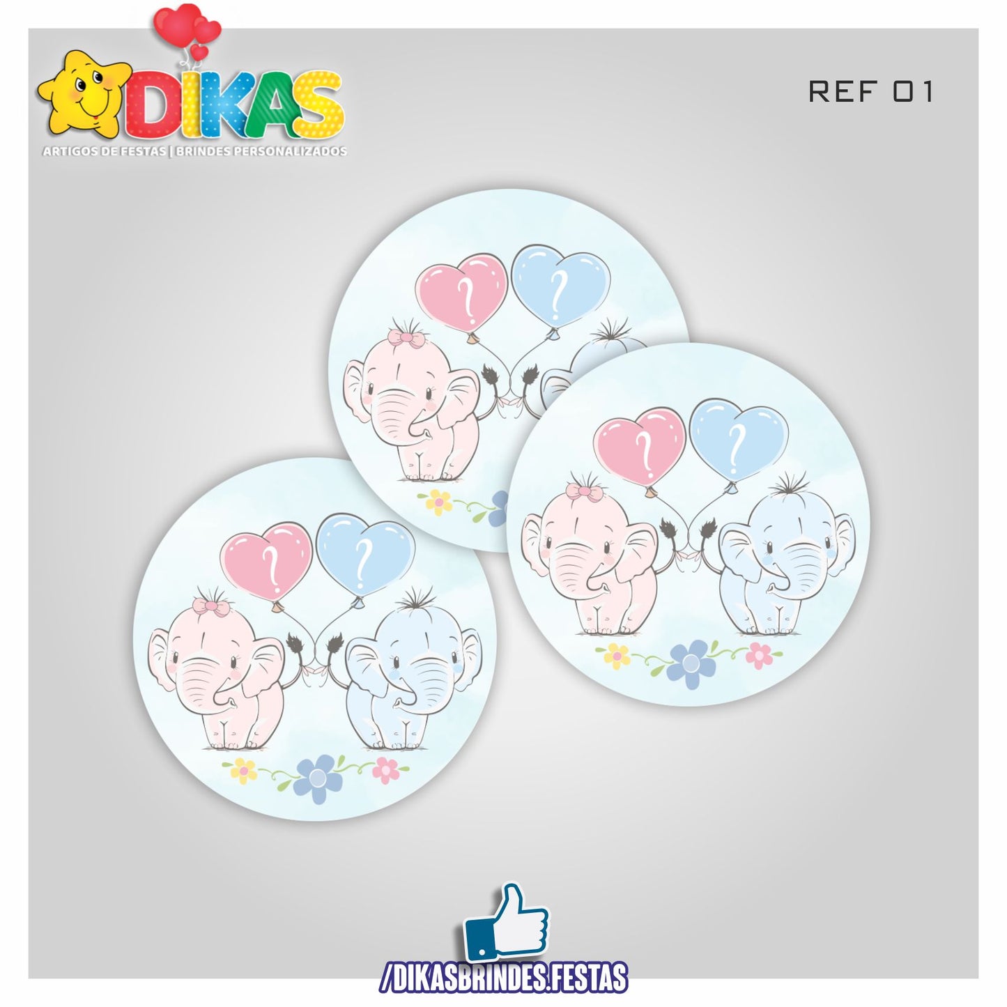 AUTOCOLANTE 5cm - CHÁ REVELAÇÃO