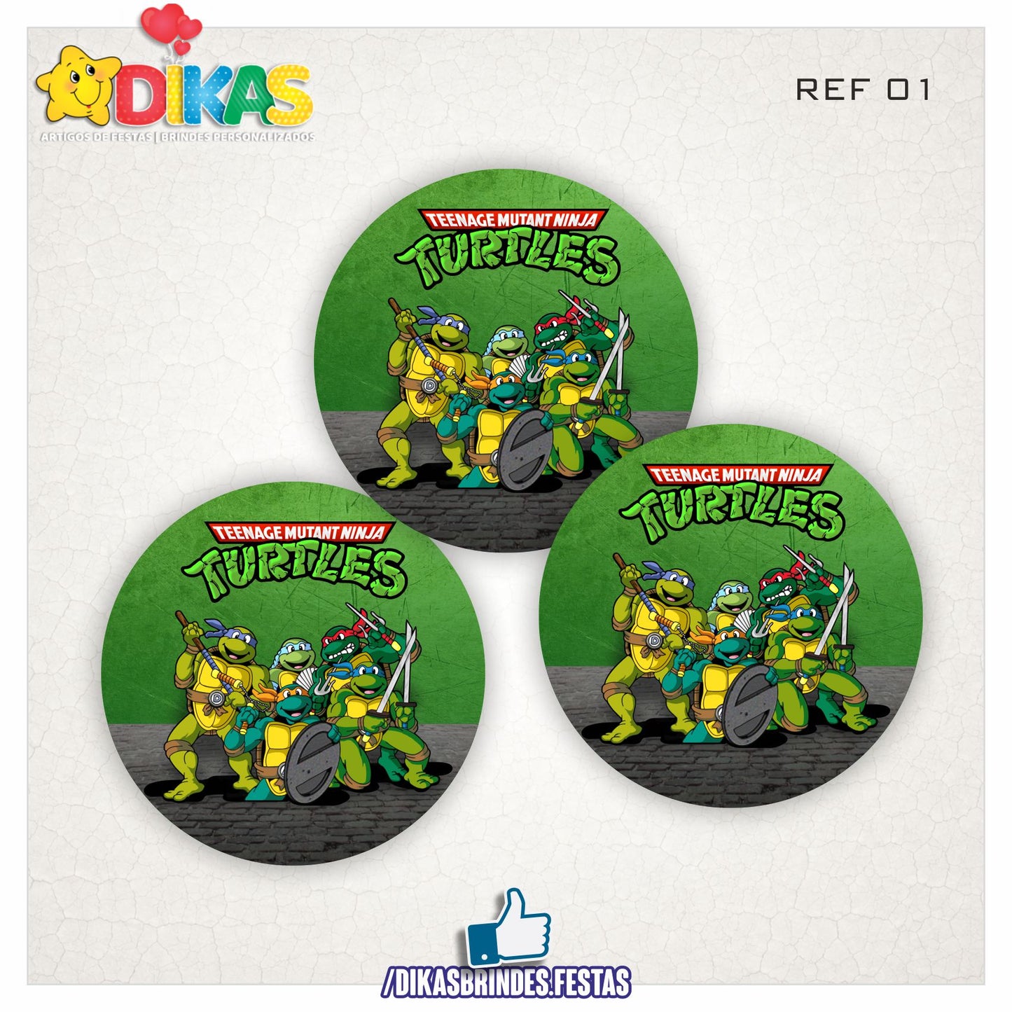 AUTOCOLANTE 5cm - TARTARUGAS NINJA