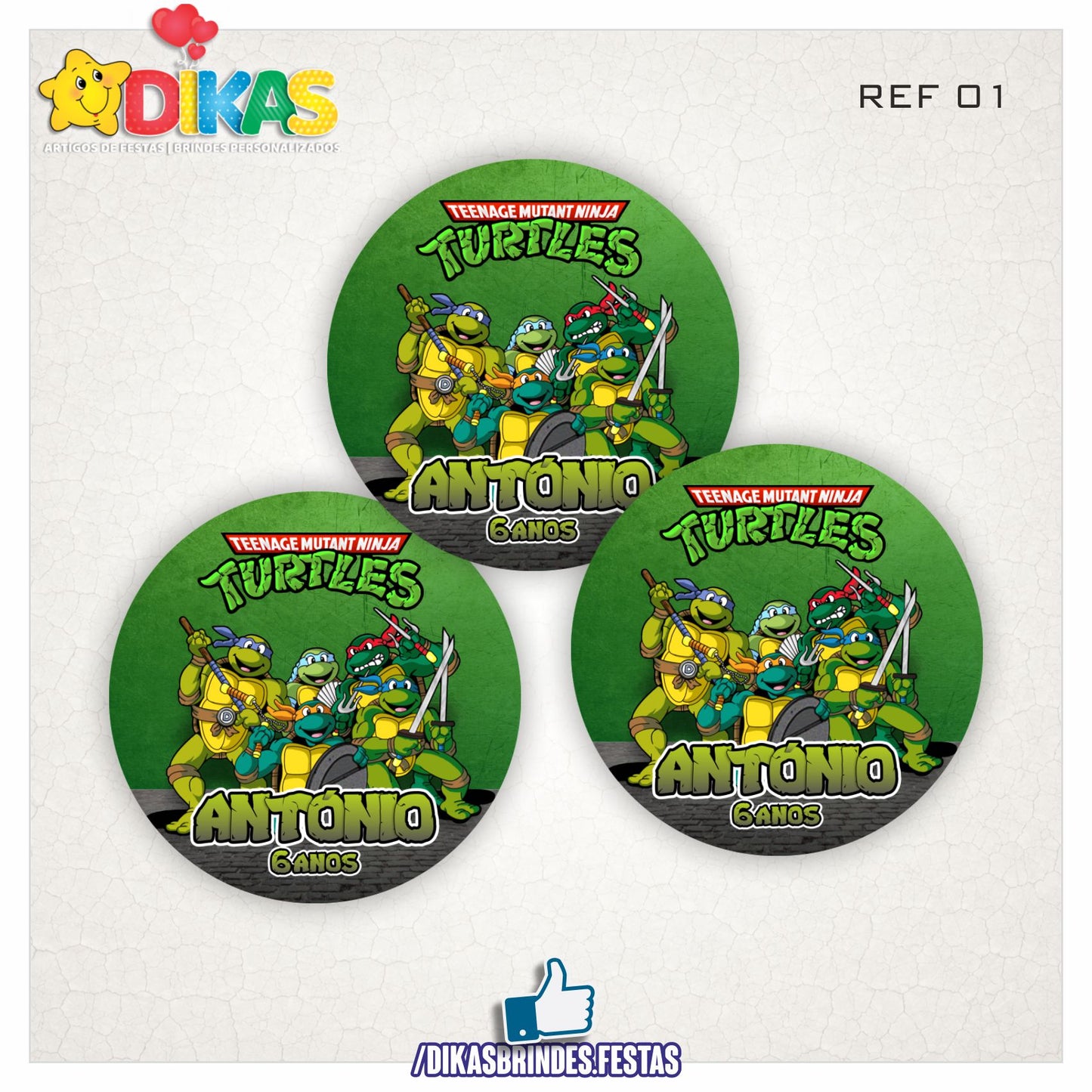 AUTOCOLANTE PERSONALIZADO (40 UNID) - TARTARUGAS NINJA