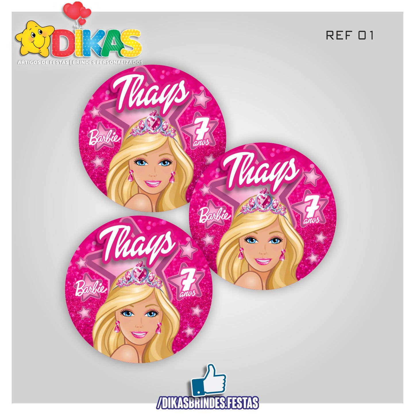 AUTOCOLANTE PERSONALIZADO (40 UNID) - BARBIE