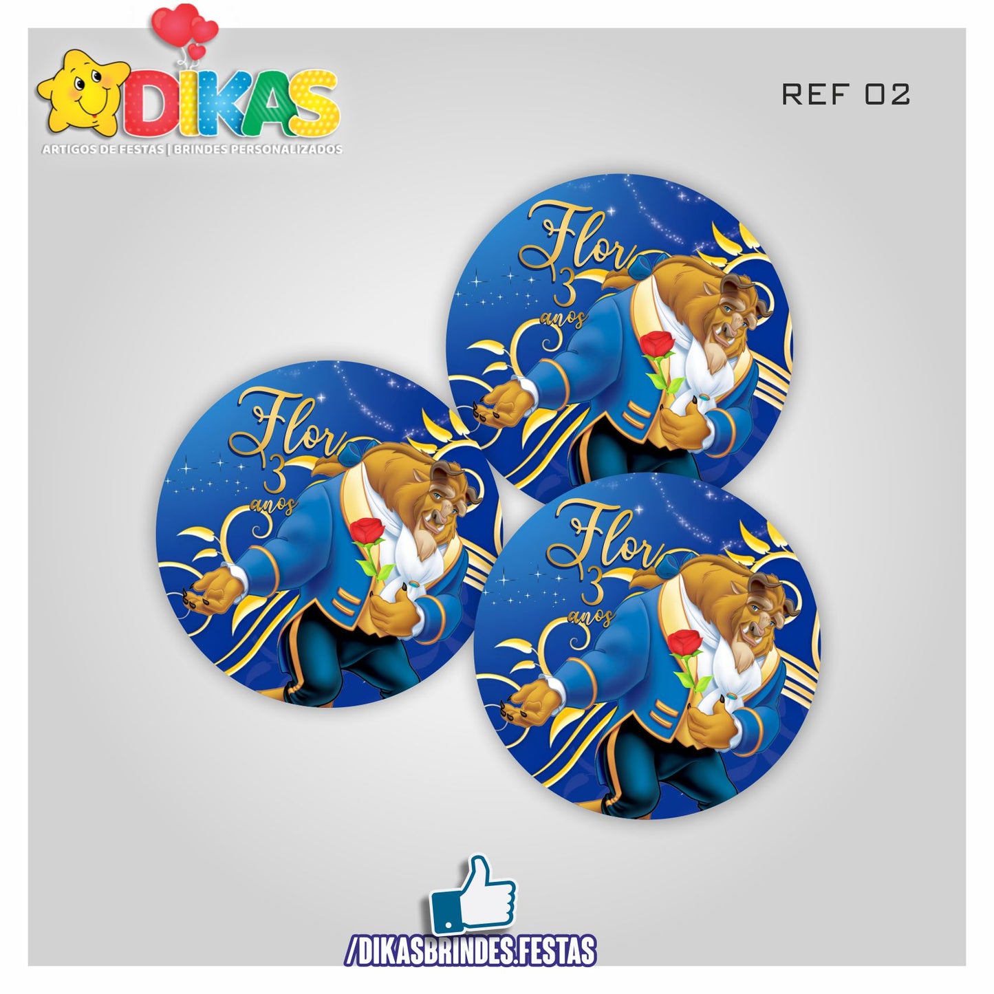 AUTOCOLANTE PERSONALIZADO (40 UNID) - A BELA E A FERA