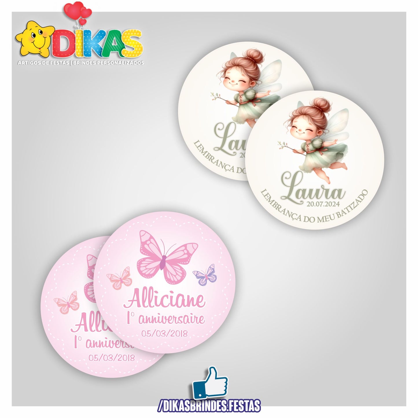 AUTOCOLANTE PERSONALIZADO (40 UNID) - BORBOLETA / JARDIM ENCANTADO