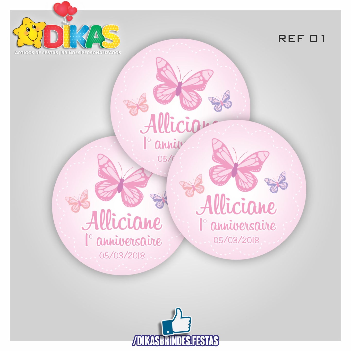AUTOCOLANTE PERSONALIZADO (40 UNID) - BORBOLETA / JARDIM ENCANTADO