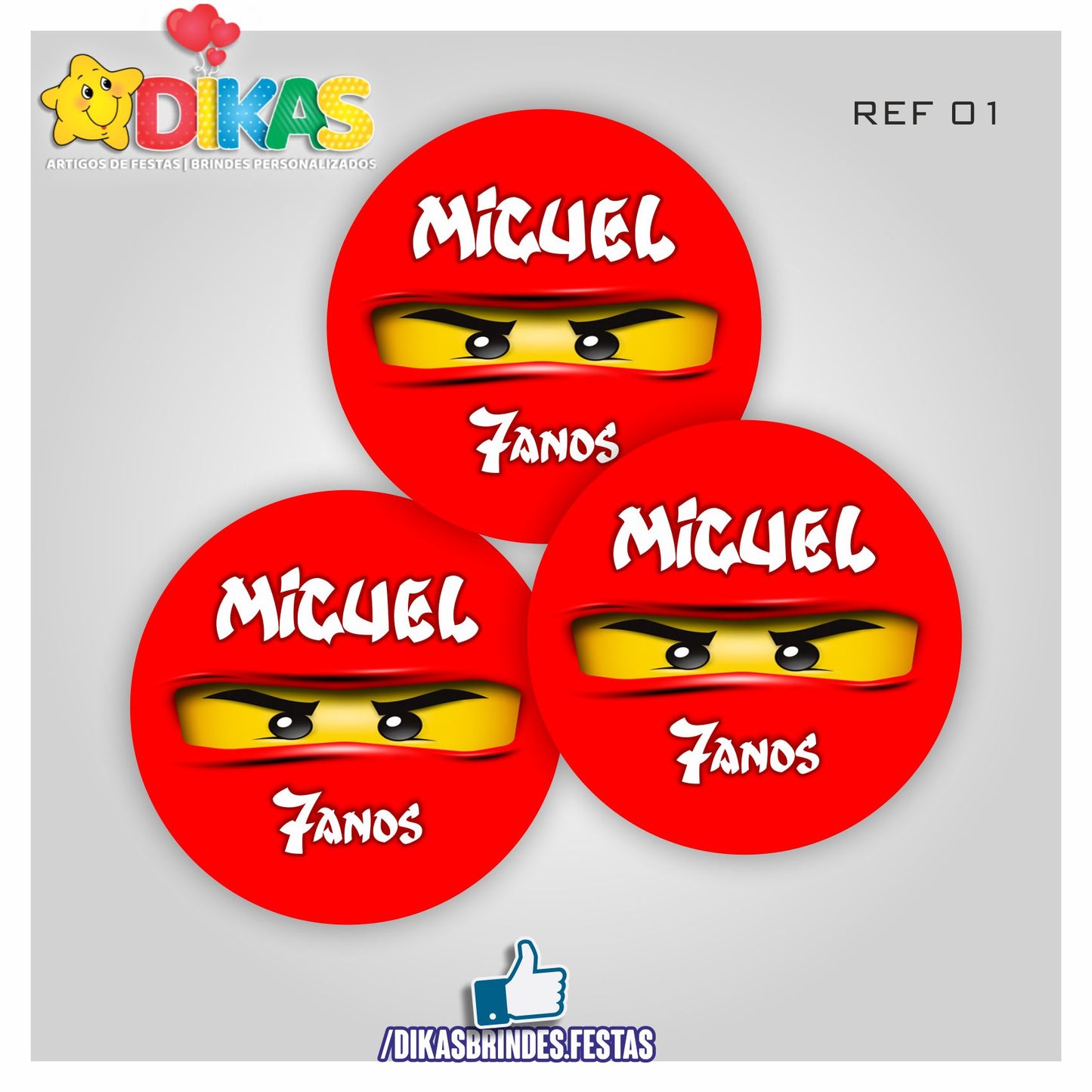 AUTOCOLANTE PERSONALIZADO (40 UNID) - NINJAGO