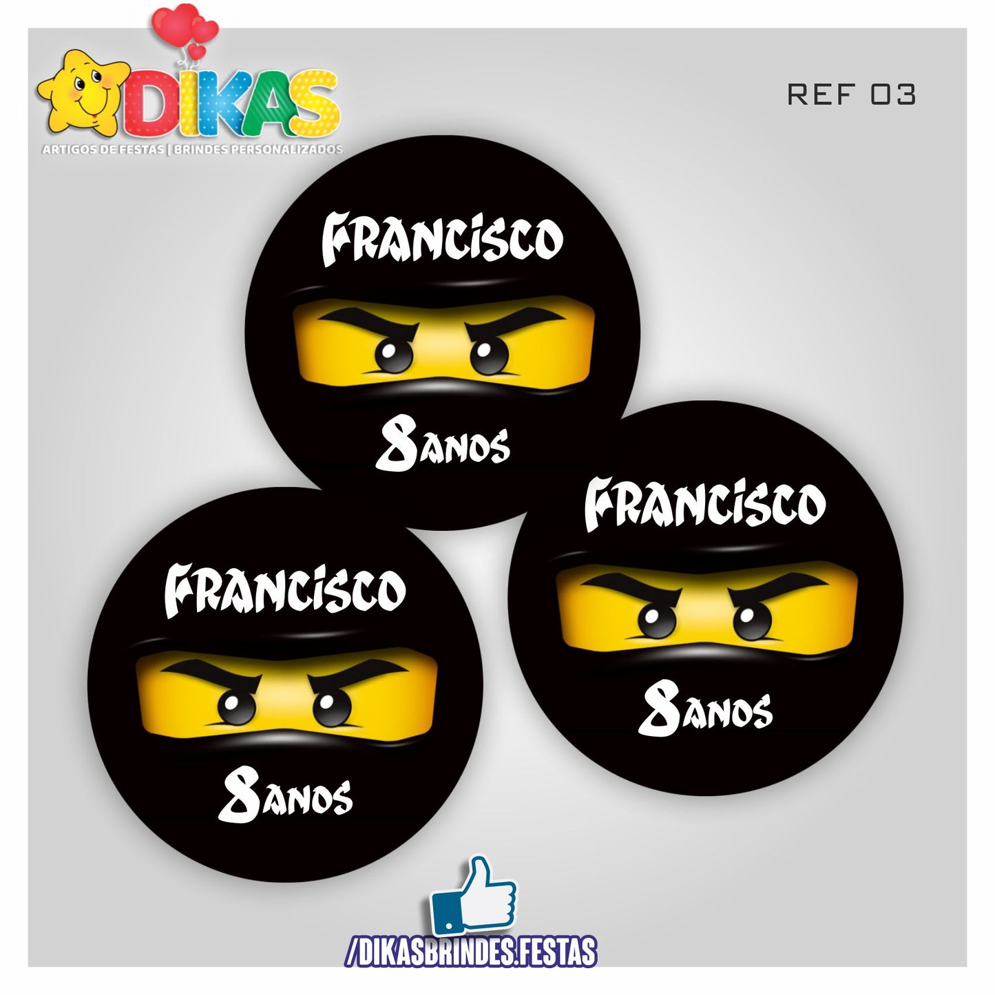 AUTOCOLANTE PERSONALIZADO (40 UNID) - NINJAGO