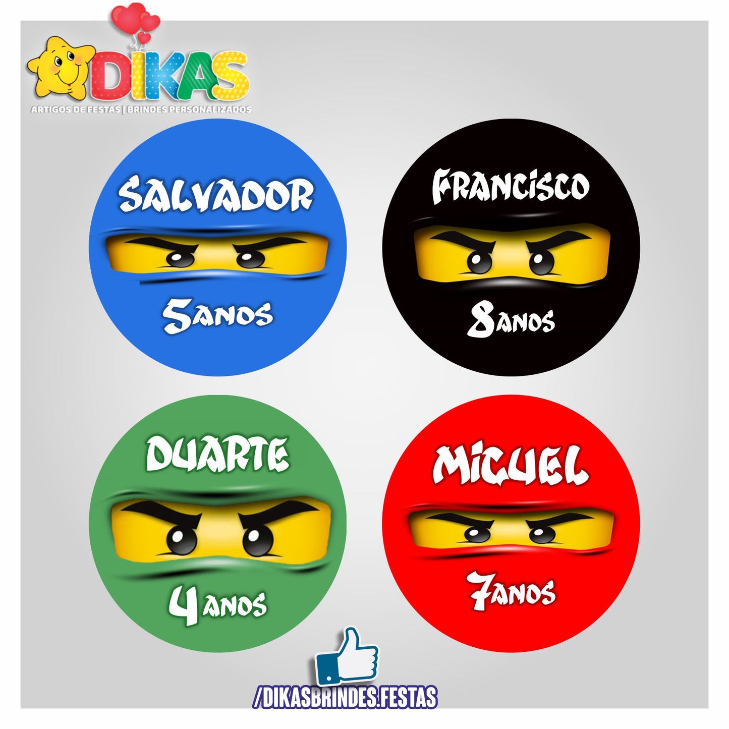 AUTOCOLANTE PERSONALIZADO (40 UNID) - NINJAGO