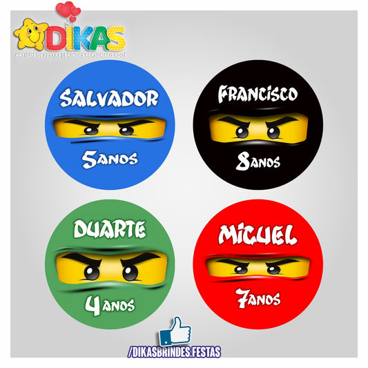 AUTOCOLANTE PERSONALIZADO (40 UNID) - NINJAGO