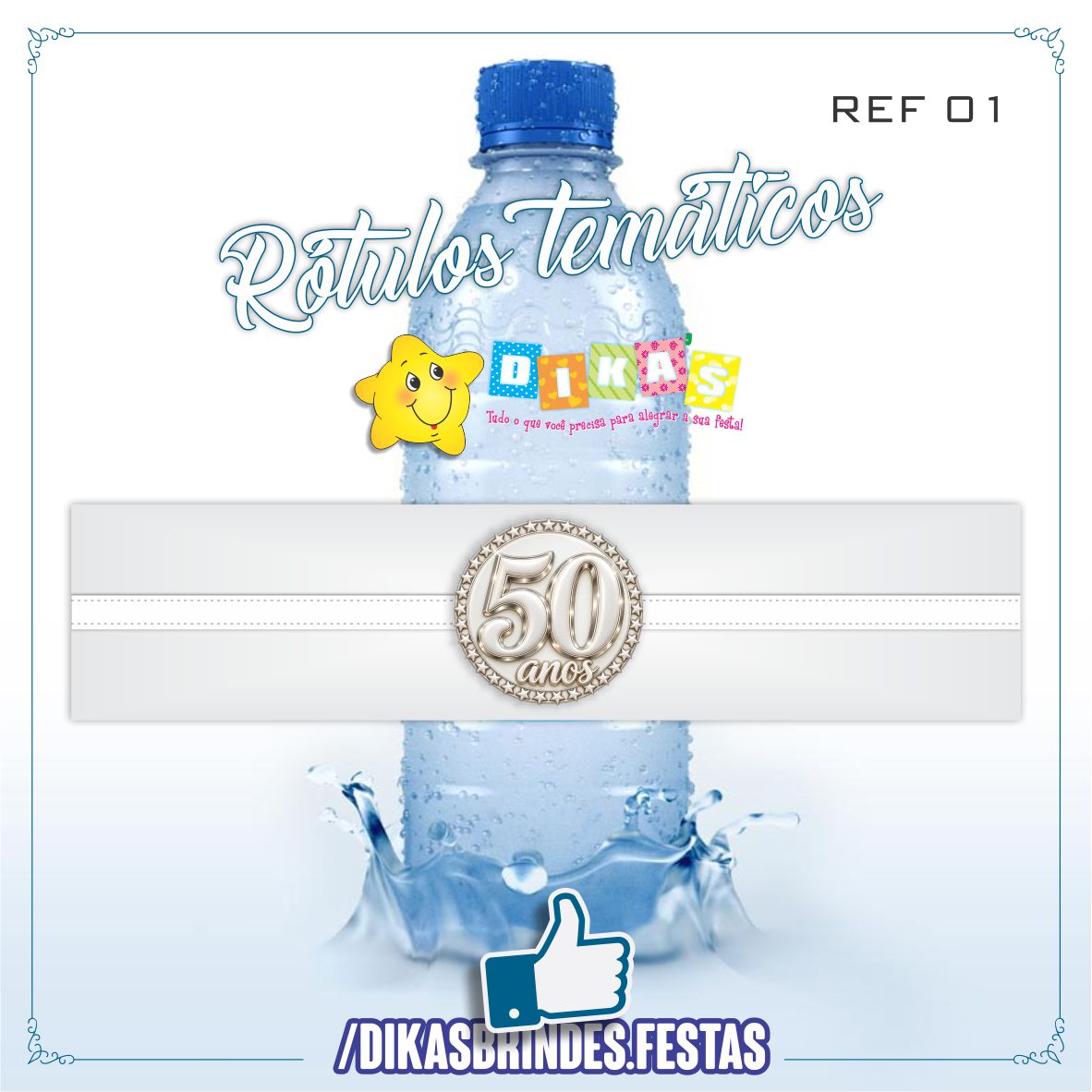 RÓTULO P/ GARRAFA DE ÁGUA - 50 ANOS