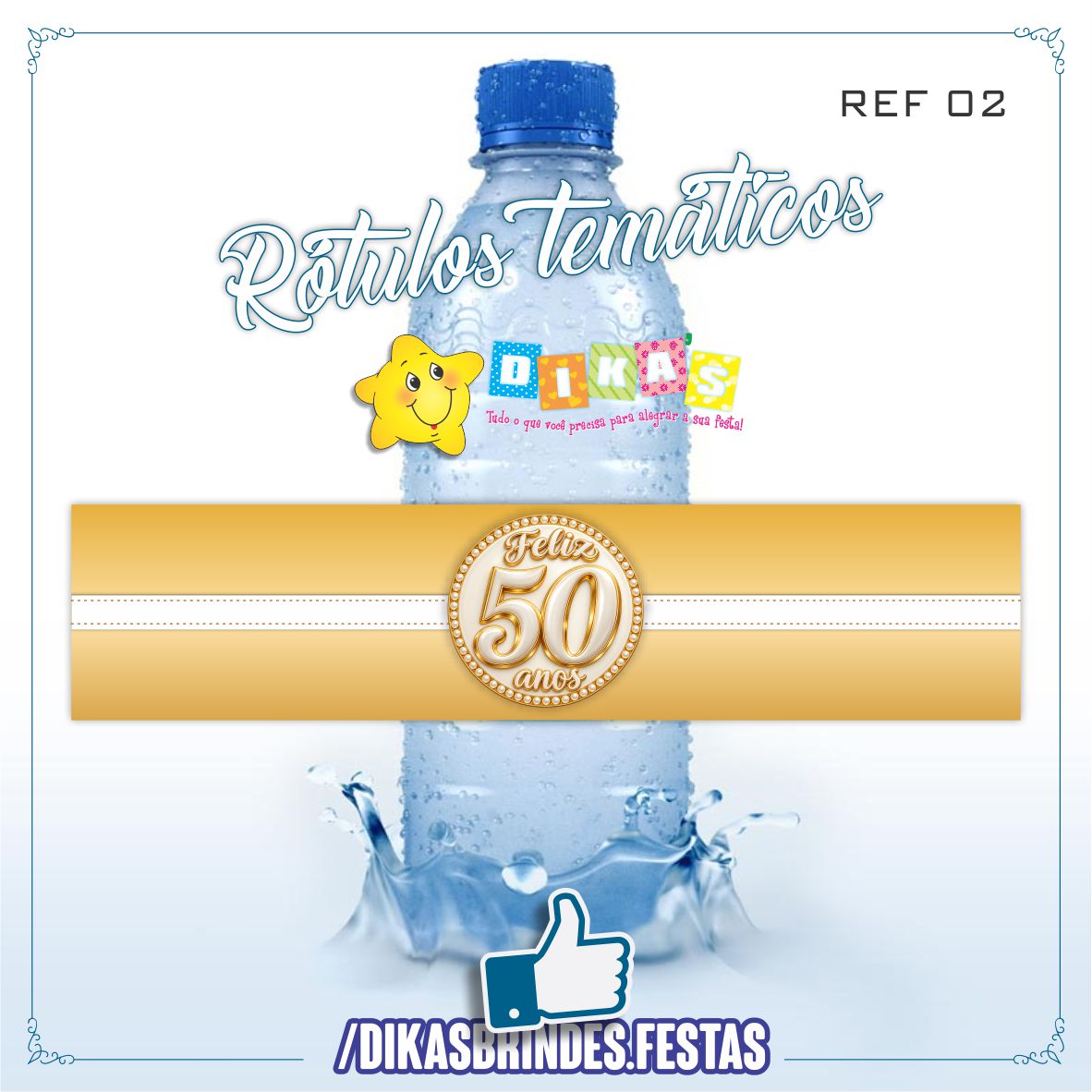RÓTULO P/ GARRAFA DE ÁGUA - 50 ANOS