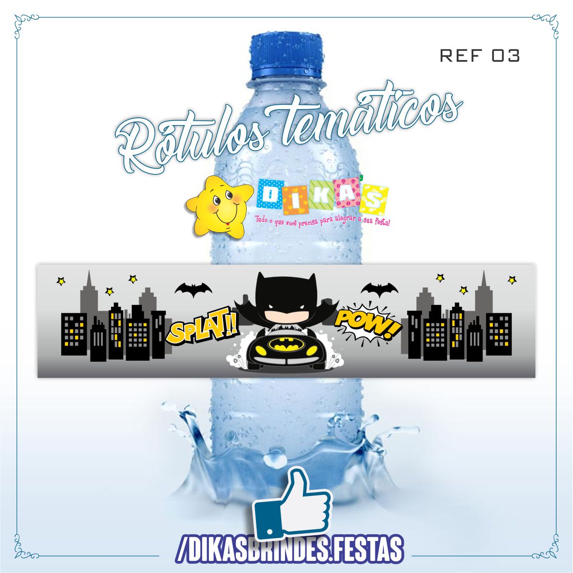 RÓTULO P/ GARRAFA DE ÁGUA - BATMAN