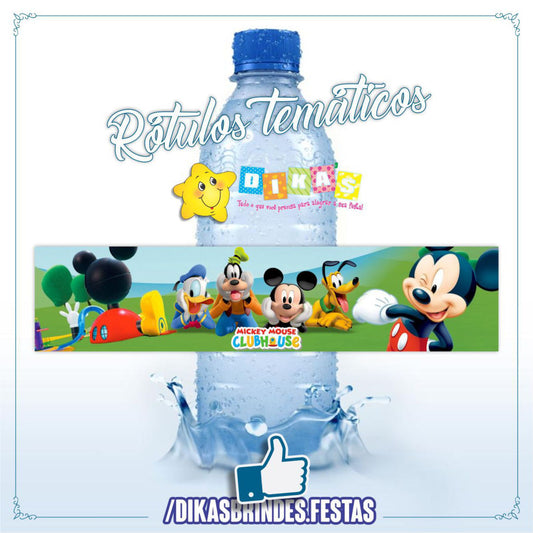 RÓTULO PERSONALIZADO P/ GARRAFA DE ÁGUA - MICKEY E OS AMIGOS