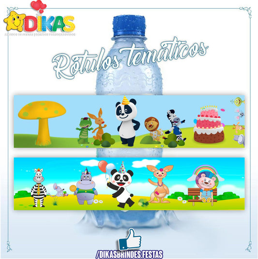 RÓTULO P/ GARRAFA DE ÁGUA - PANDA E OS AMIGOS