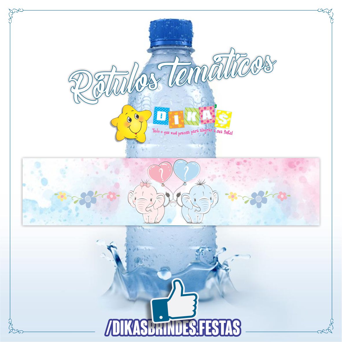 RÓTULO P/ GARRAFA DE ÁGUA - CHÁ REVELAÇÃO