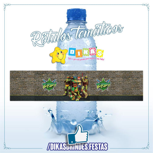 RÓTULO P/ GARRAFA DE ÁGUA - TARTARUGAS NINJA