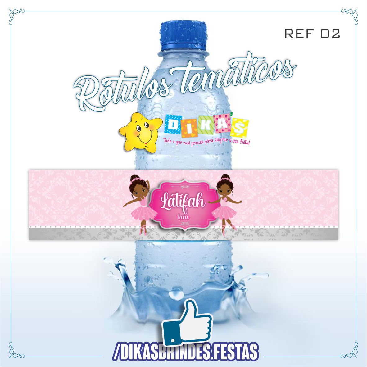 RÓTULO PERSONALIZADO P/ GARRAFA DE ÁGUA - BAILARINA