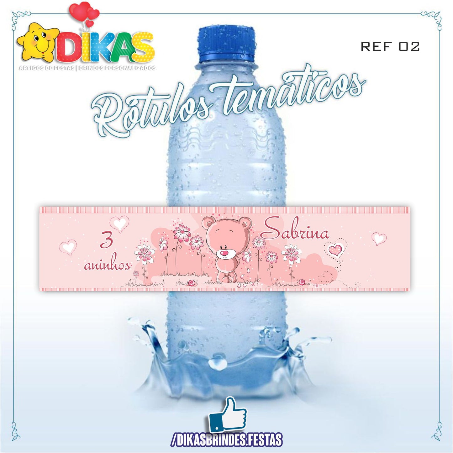 RÓTULO PERSONALIZADO P/ GARRAFA DE ÁGUA - BEBÉ
