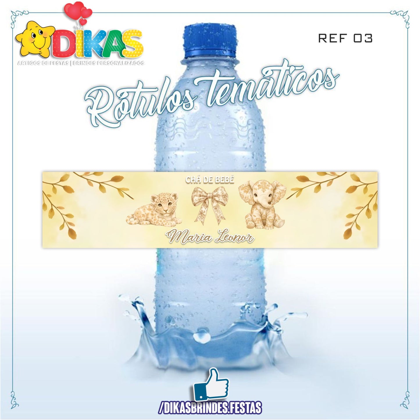 RÓTULO PERSONALIZADO P/ GARRAFA DE ÁGUA - BEBÉ