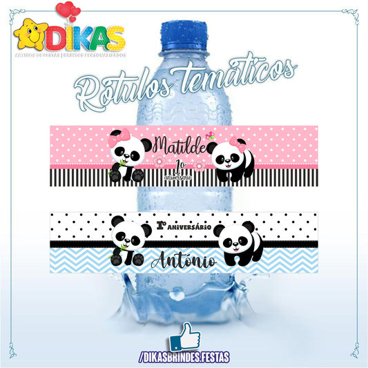 RÓTULO PERSONALIZADO P/ GARRAFA DE ÁGUA - PANDA BEBÉ