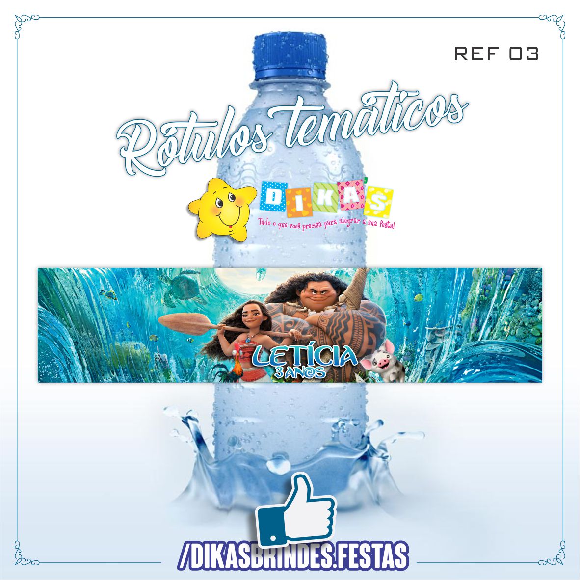 RÓTULO PERSONALIZADO P/ GARRAFA DE ÁGUA - VAIANA