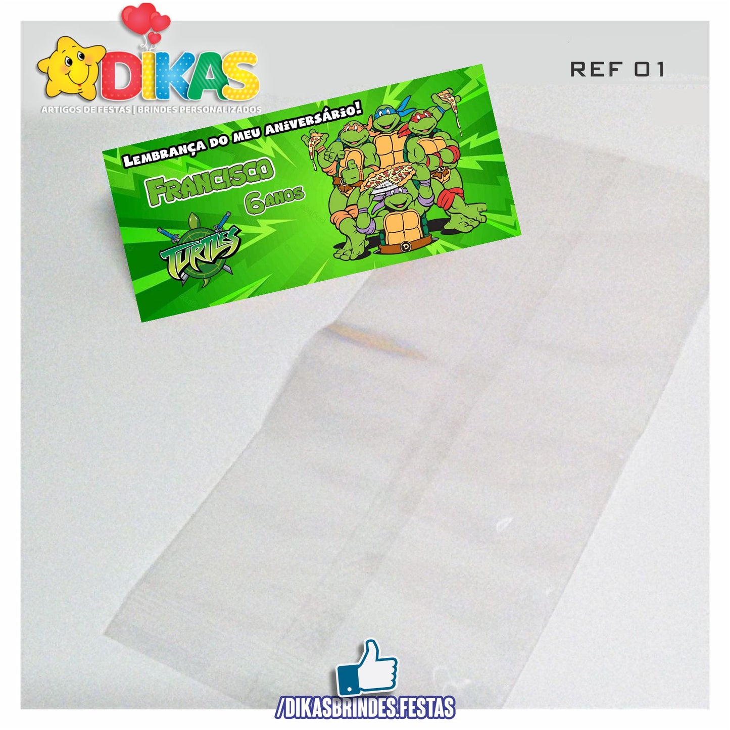 SACO PRENDA C/ TAG PERSONALIZADO - TARTARUGAS NINJA