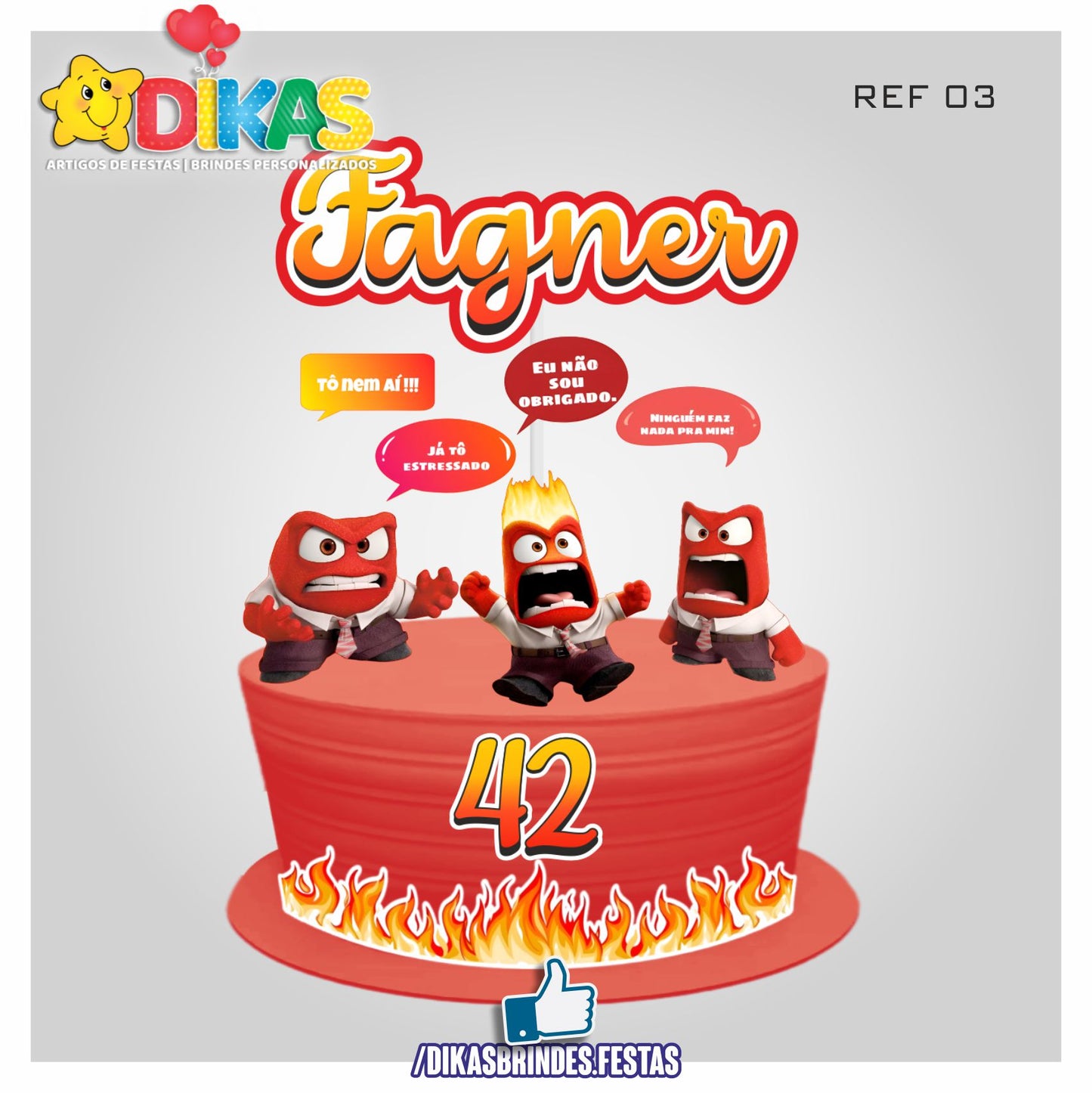 TOPO DE BOLO PERSONALIZADO - DIVERTIDAMENTE