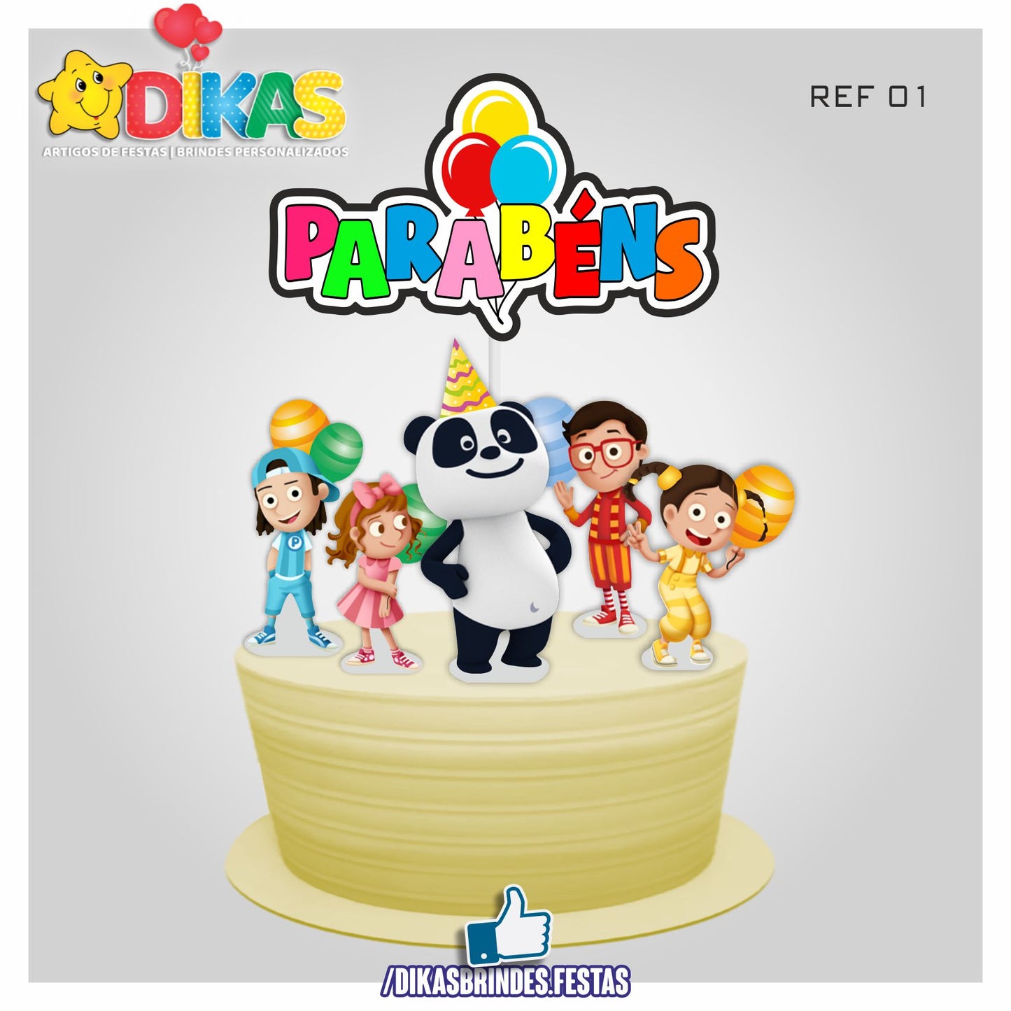 TOPO DE BOLO - PANDA E OS CARICAS