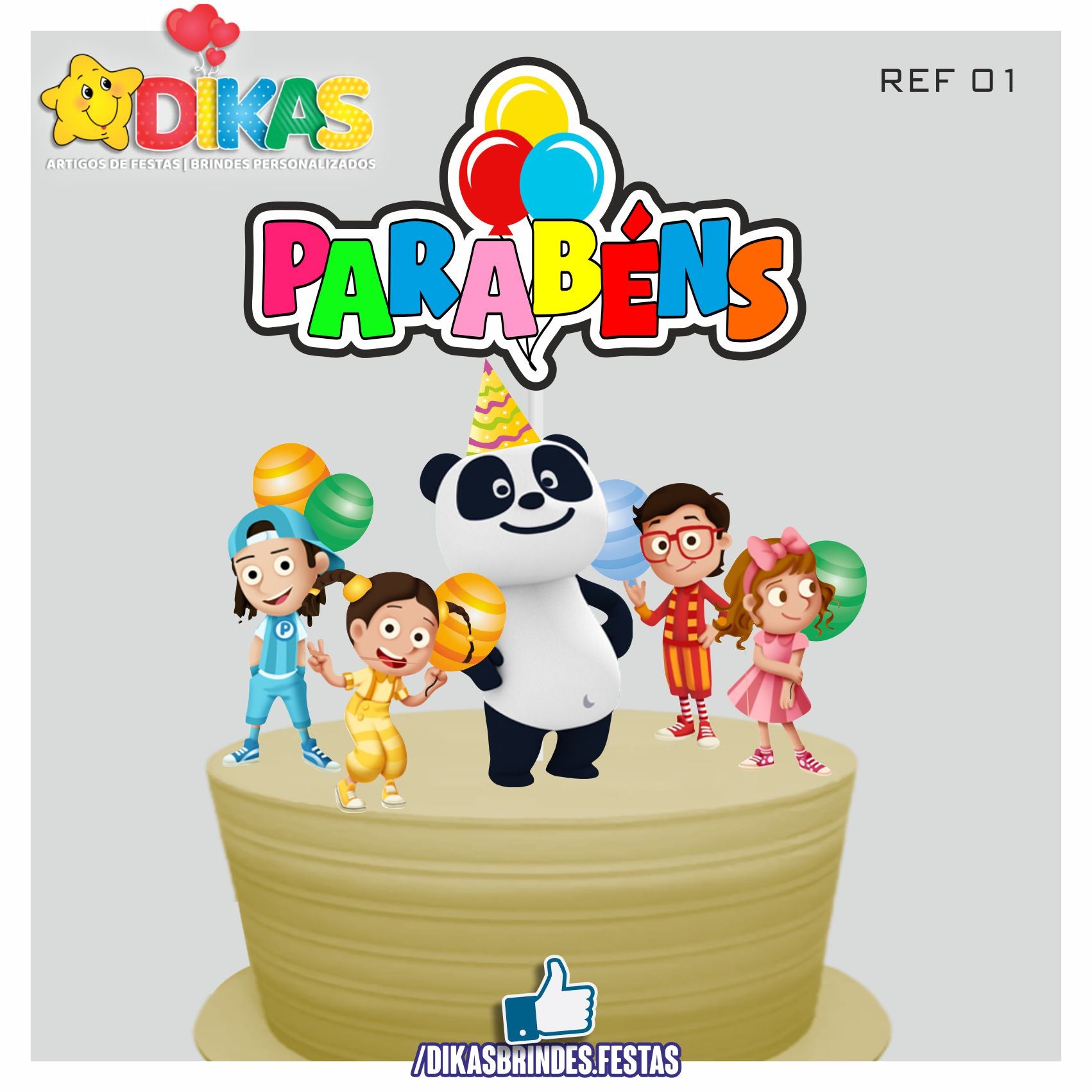 TOPO DE BOLO PANDA E OS CARICAS Dikasbrindes topo-de-bolo-panda-e-os-caricas-dikasbrindes