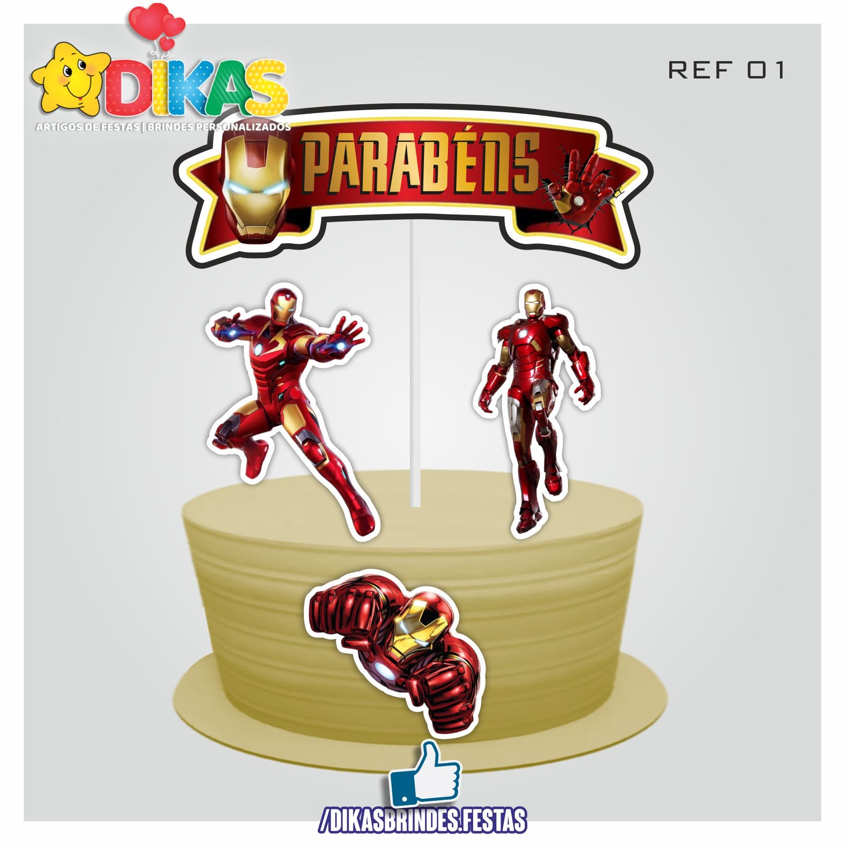 TOPO DE BOLO - IRON MAN – dikasbrindes