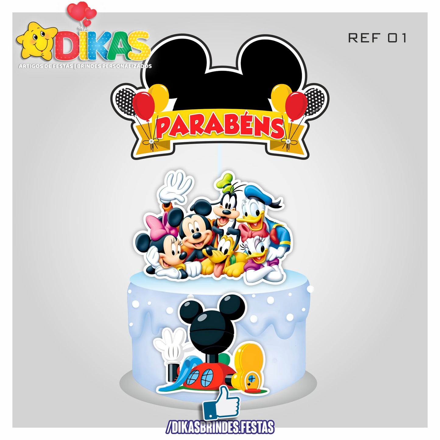 TOPO DE BOLO - MICKEY E OS AMIGOS