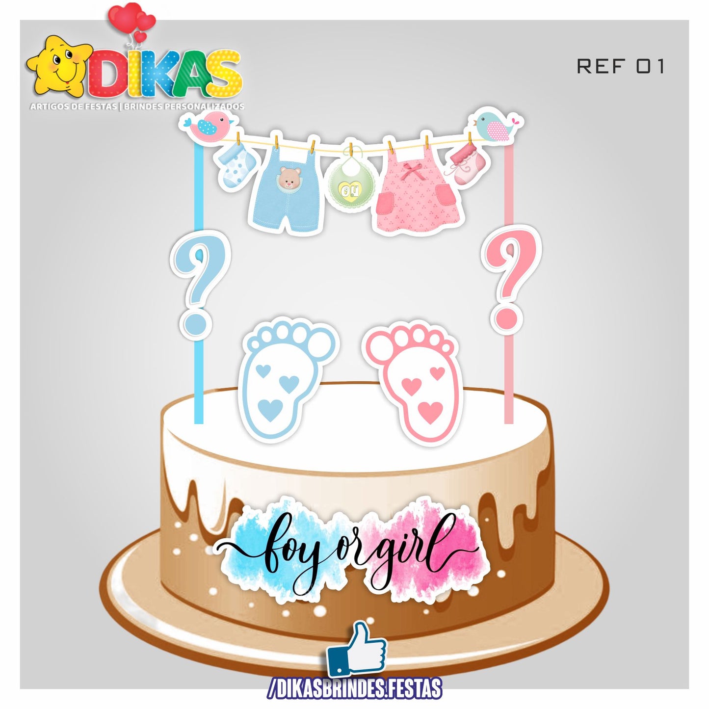 TOPO DE BOLO - CHÁ REVELAÇÃO