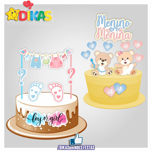 TOPO DE BOLO - CHÁ REVELAÇÃO