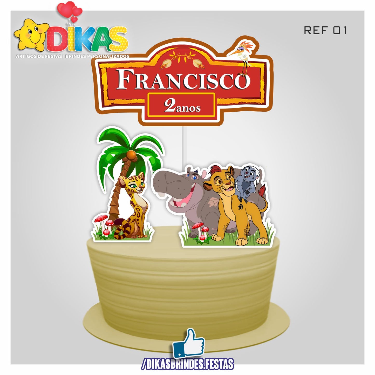 TOPO DE BOLO PERSONALIZADO - GUARDA DO LEÃO