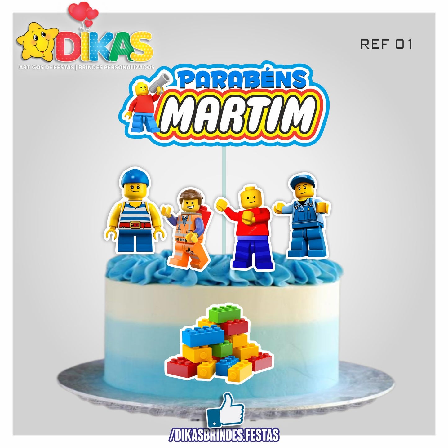 TOPO DE BOLO PERSONALIZADO - LEGO