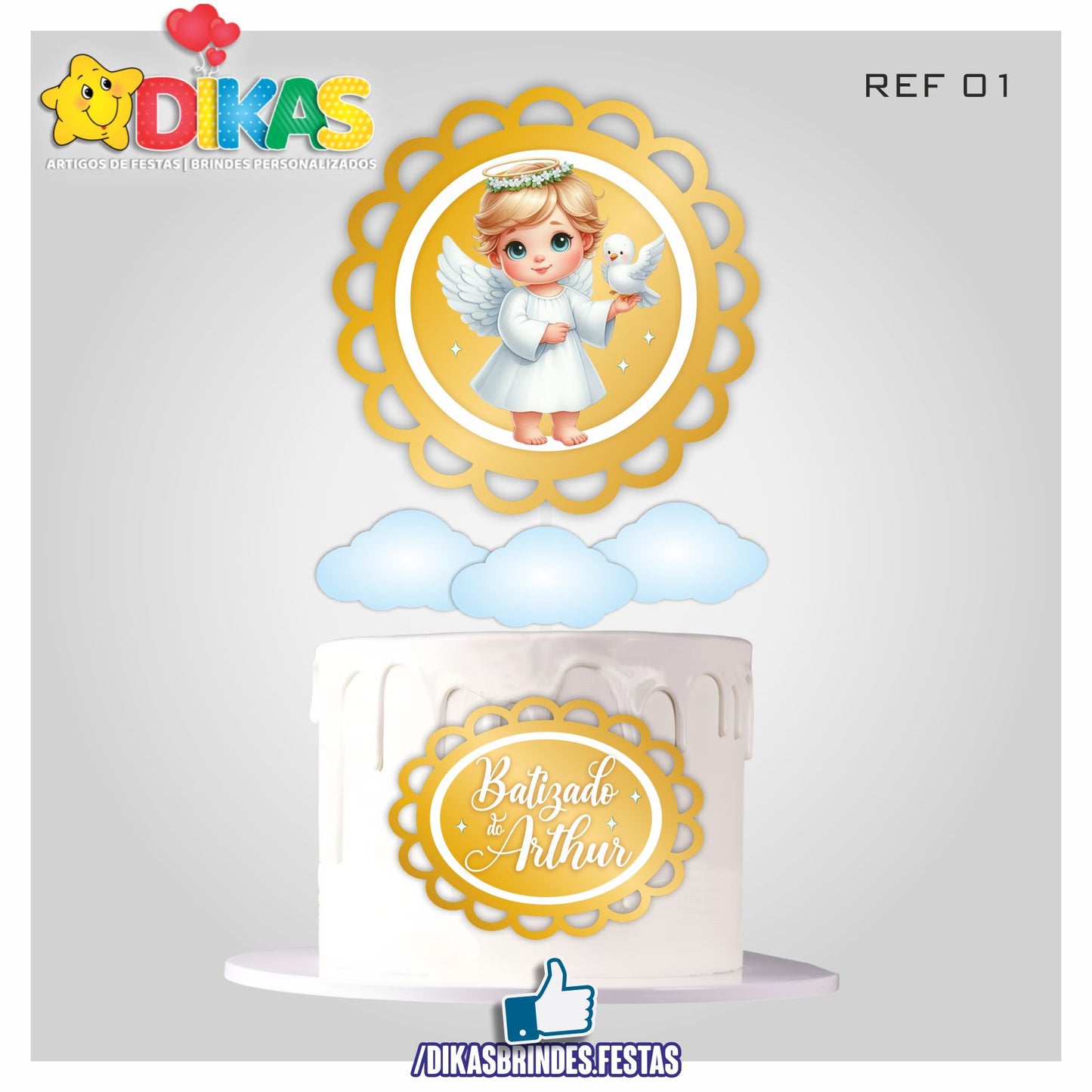 TOPO DE BOLO PERSONALIZADO - BATIZADO