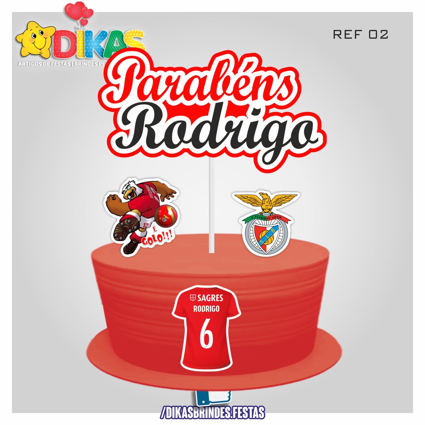 TOPO DE BOLO PERSONALIZADO - FUTEBOL BENFICA